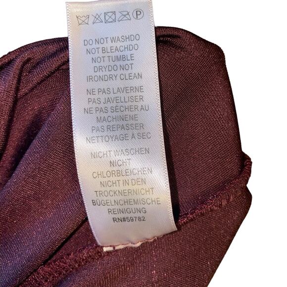 Adrianna Papell Burgundy Velour Long Sleeve Bow Cut Out Back Blouse Size Medium - Picture 4 of 8